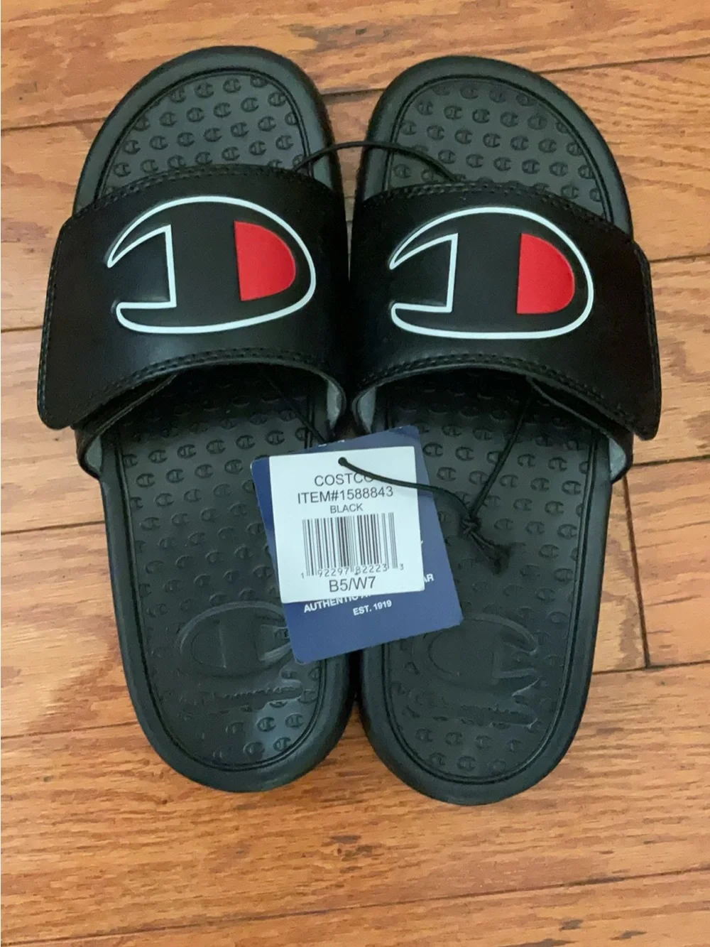 Champion Black Slides with Logo - Brand New - Unisex